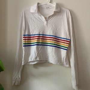 Brandy Melville Rainbow Cropped Rugby Shirt